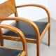 Set de 2 fauteuils Art Déco italiens en bois et similicuir noir