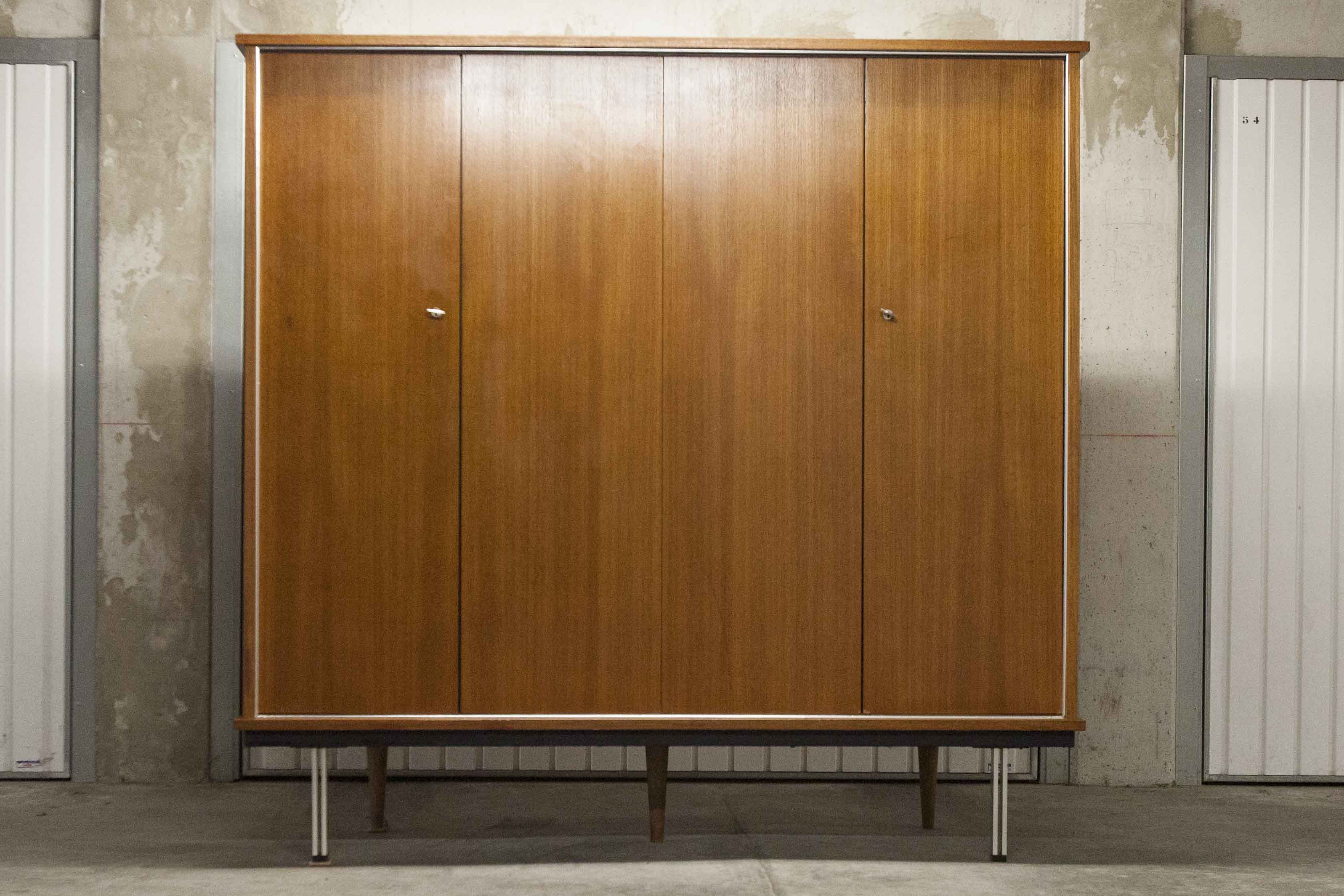 Wardrobe 1970 teak 4 doors half wardrobe half shelf 182 cm