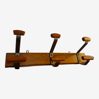 Scandinavian wood and metal coat rack - 6 hooks