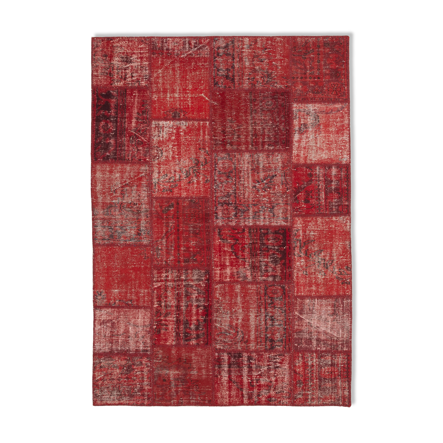 Handwoven Anatolian Contemporary 171 cm x 245 cm Red Patchwork Carpet