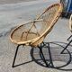 Lot de 3 fauteuils corbeille vintage en rotin Rohé Noordwolde - Années 60