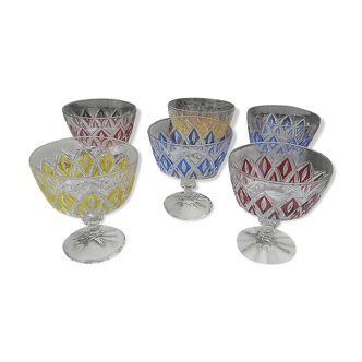 Verre coupe cristal Arlequin vintage