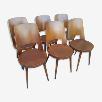 Suite of 6 chairs of Bistro Bistro Baumann model Mondor 1960s