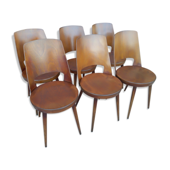 Suite of 6 chairs of Bistro Bistro Baumann model Mondor 1960s