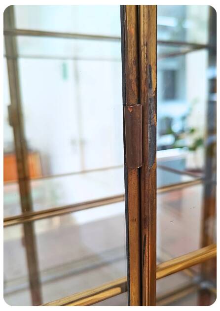 Vintage Mid Century Handmade Brass Wall Vitrine