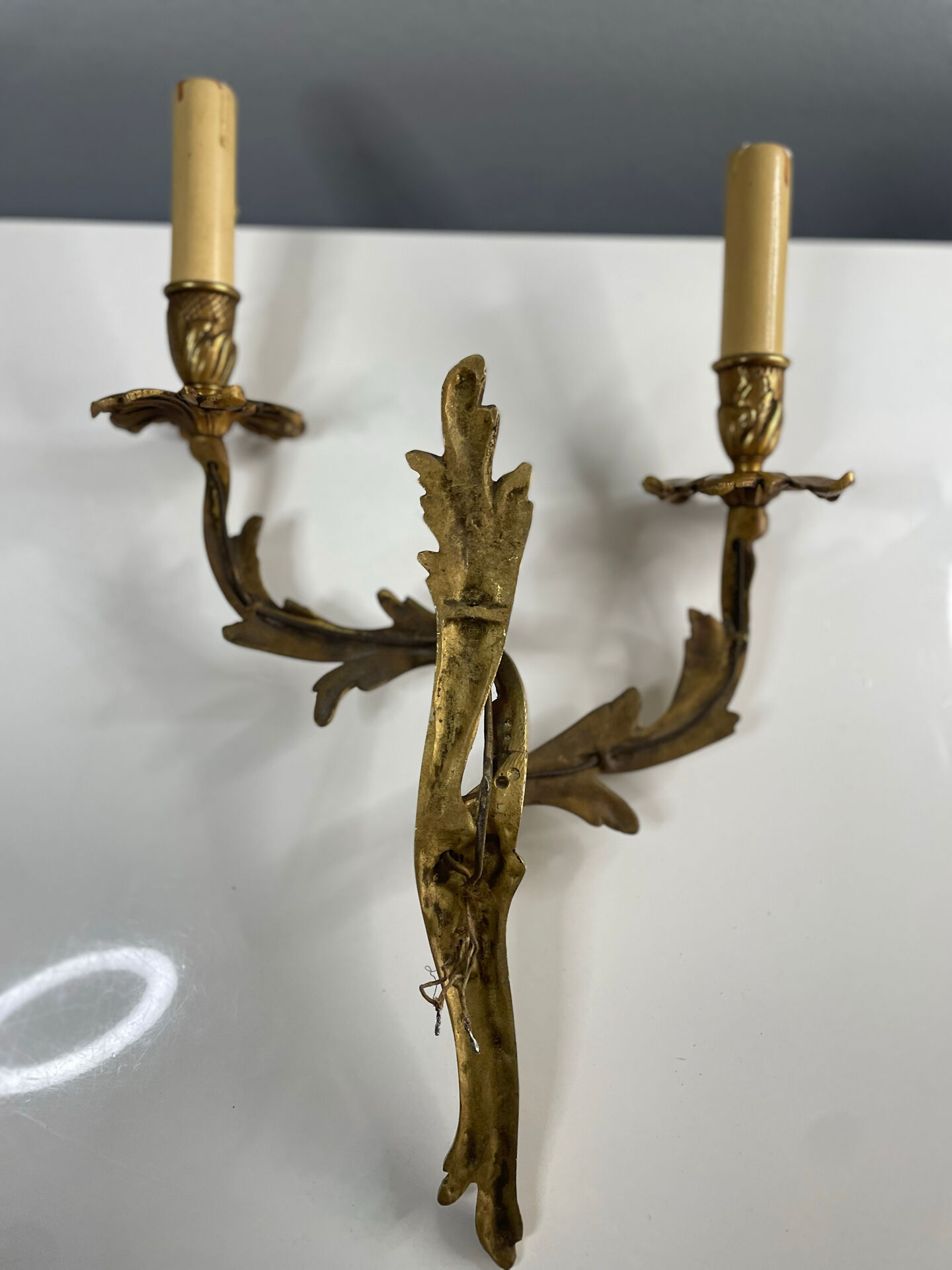 2 antique wall sconces in gilded bronze, Louis XV style
