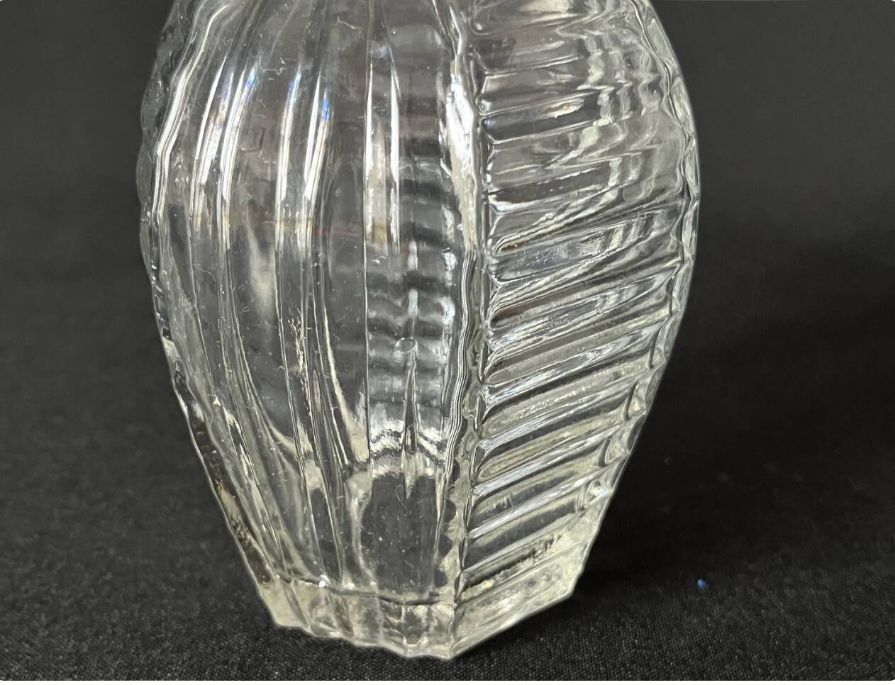 Art Deco geometric pattern glass hyacinth vase, 1930