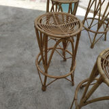 4 vintage rattan stools