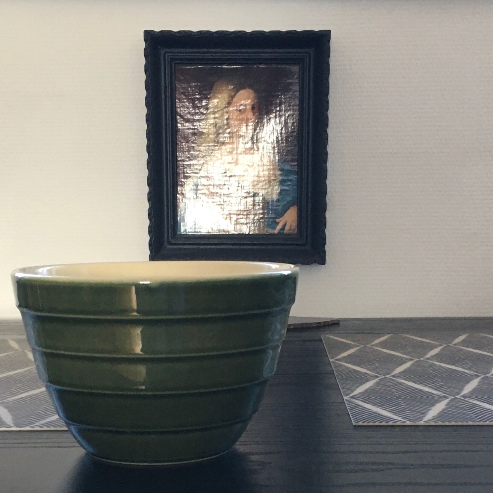 Olive green salad bowl