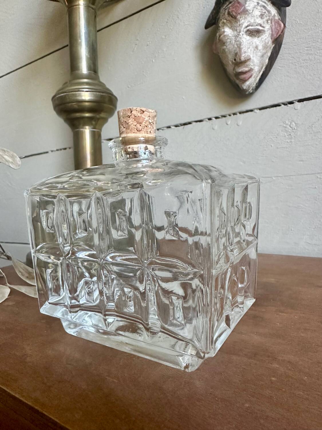 Old glass and cork bottle