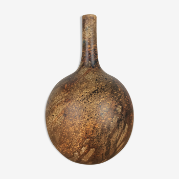 Vase boule céramique signée gerhard liebenthron, années 70