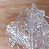 Seau à glaçons vintage en verre ciselé avec poigné en métal argenté