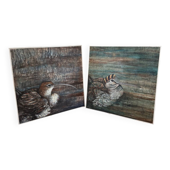 Duo of paintings by Valérie Bidaud