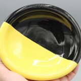 Ancienne ceramique vide poche design vintage noir jaune