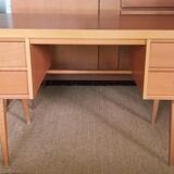 Oak-plated desk and formica 60s/70s