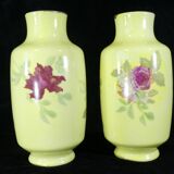 Pair of Limoges porcelain vases decorated with rose bushes