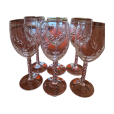 6 verres à vin cristal épi fleuri