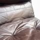 2 chauffeuses Marsala plexiglas & cuir marron patchwork, Ligne Roset 1970