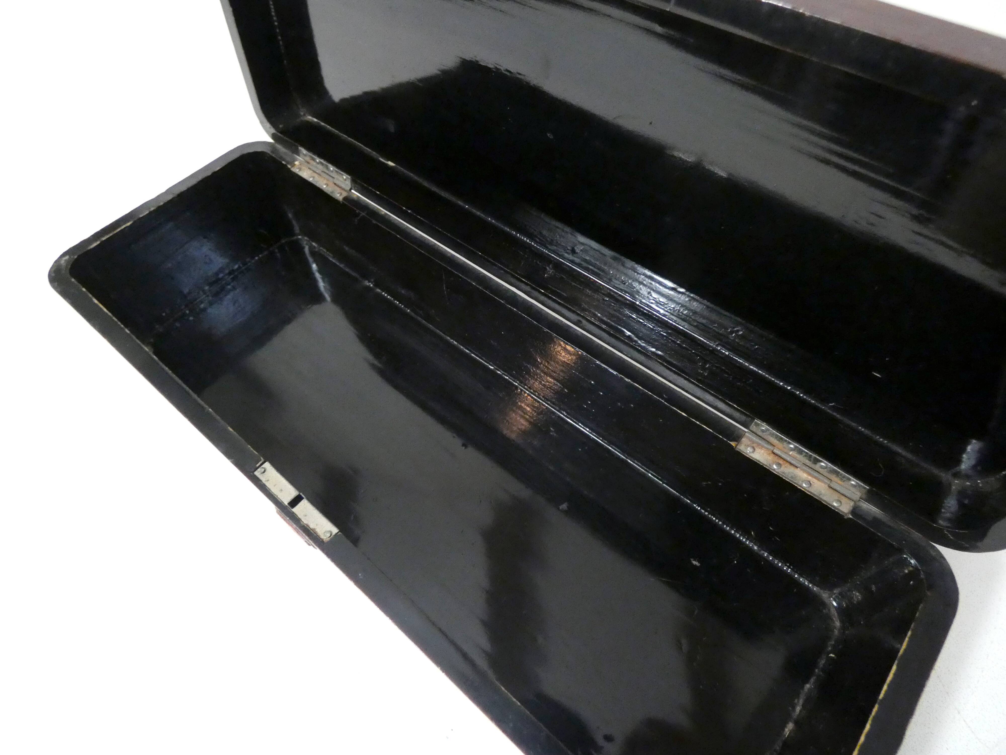 Antique orientalist art nouveau lacquered wooden box