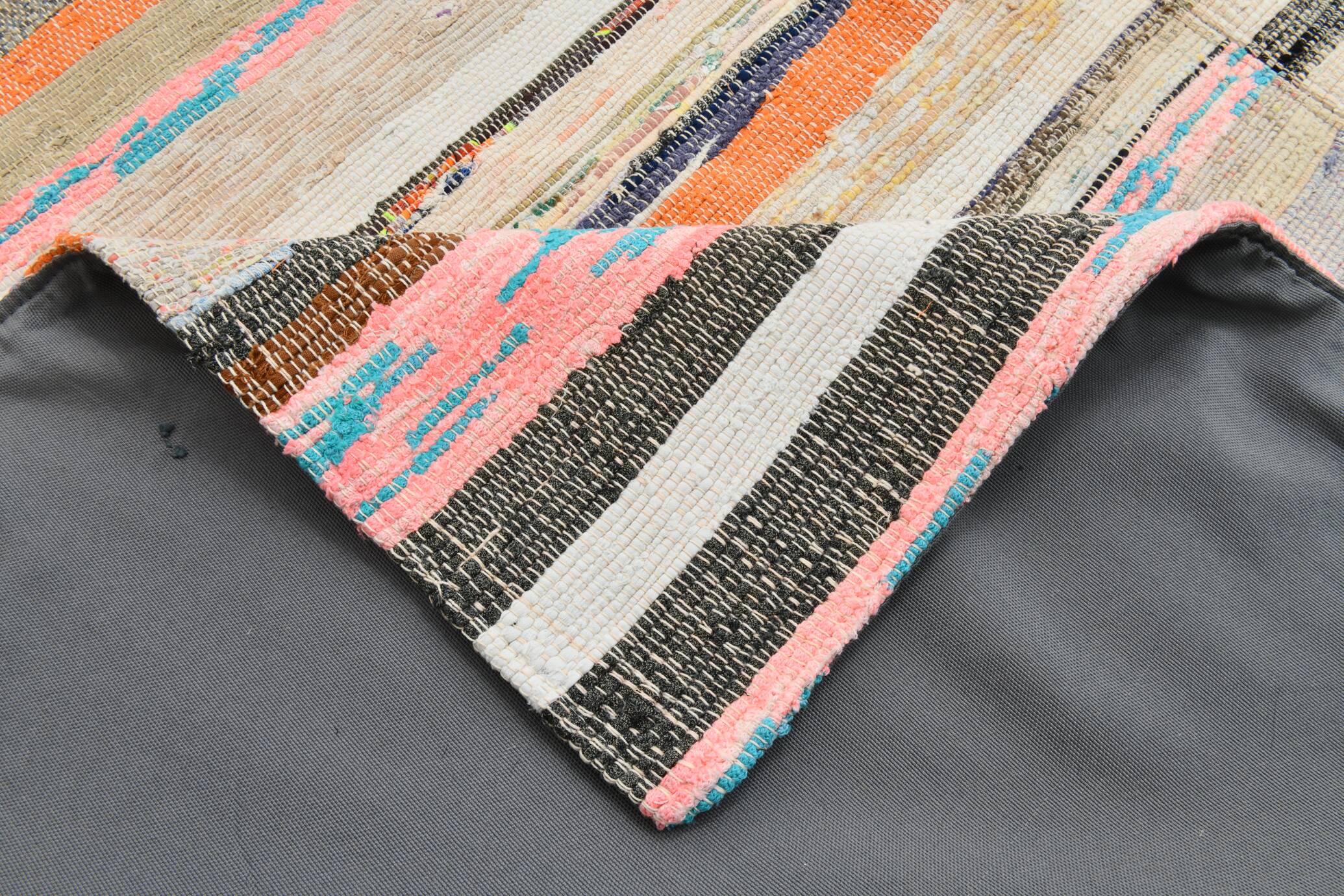 7x9 Mid Century Modern Handmade Striped Vintage Kilim Rug, 184x271Cm