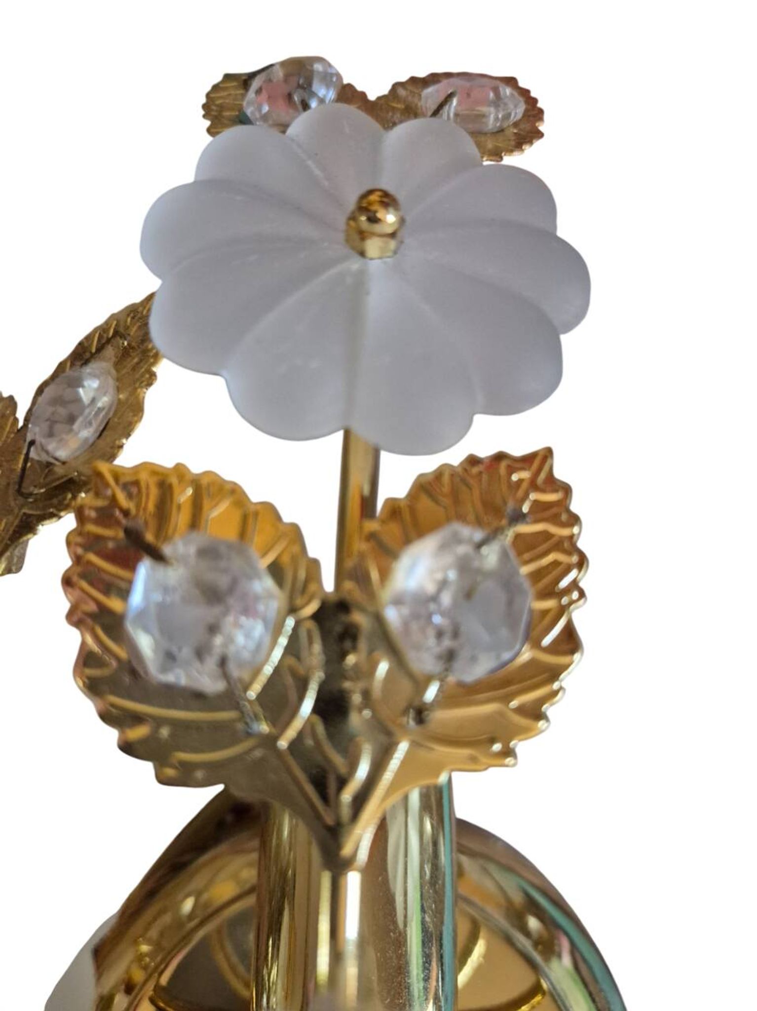 Pair of Banci Florence gold metal and crystal flower wall sconces