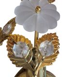 Pair of Banci Florence gold metal and crystal flower wall sconces