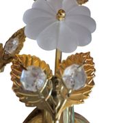 Pair of Banci Florence gold metal and crystal flower wall sconces