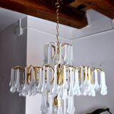 Chandelier gouttes by Venini, 5 arms, murano glass, italy, 1960