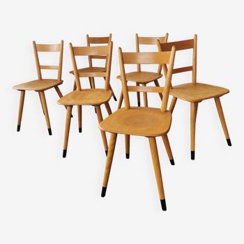 Set de 6 chaises de bistrot, vintage des années 60.