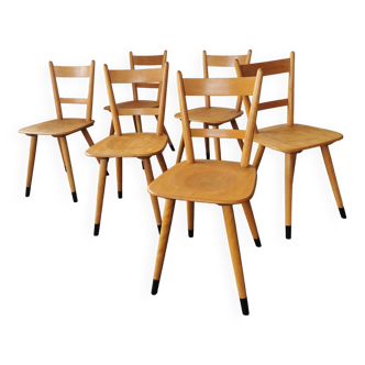 Set de 6 chaises de bistrot, vintage des années 60.