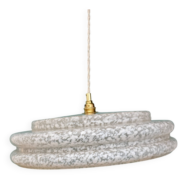 Suspension abat-jour vintage XXL en verre de Clichy Blanc — Beyit