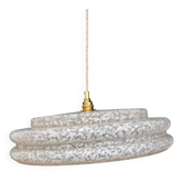 Vintage XXL glass pendant light from Clichy White