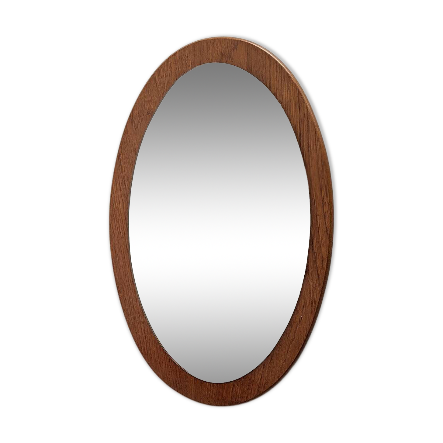 Miroir ovale scandinave en teck – années 60