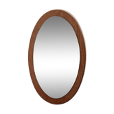 Miroir ovale scandinave en teck – années 60