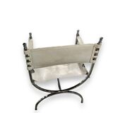 Maison Jansen Set of 4 armchairs Emperor Savonarola White leather and chromed metal