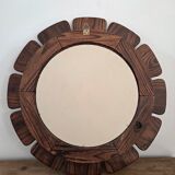 Brutalist wooden mirror, 1970