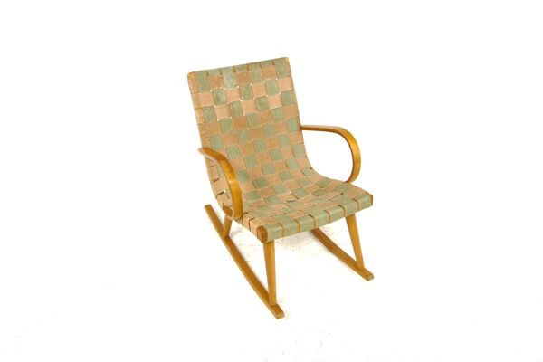 Rocking-chair scandinave en toile de jute, Suède, 1970