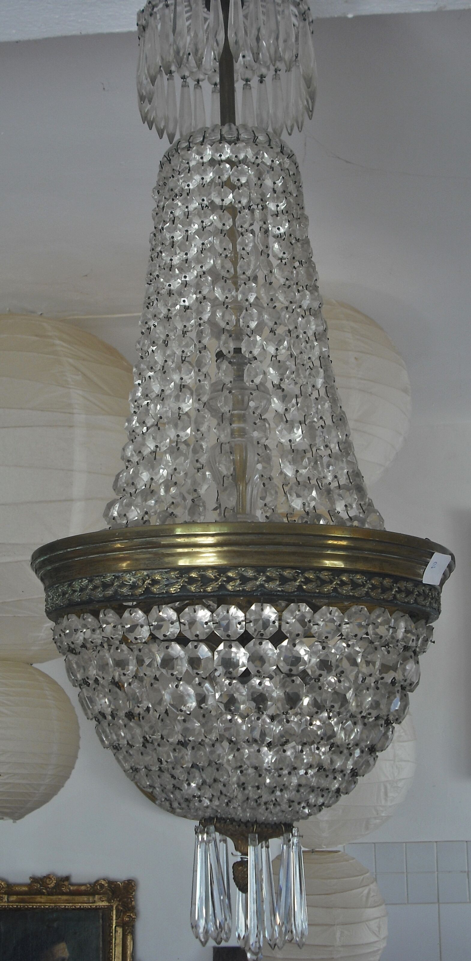 Crystal and bronze balloon chandelier 19th century