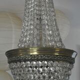 Lustre montgolfière en cristal et bronze XIXe