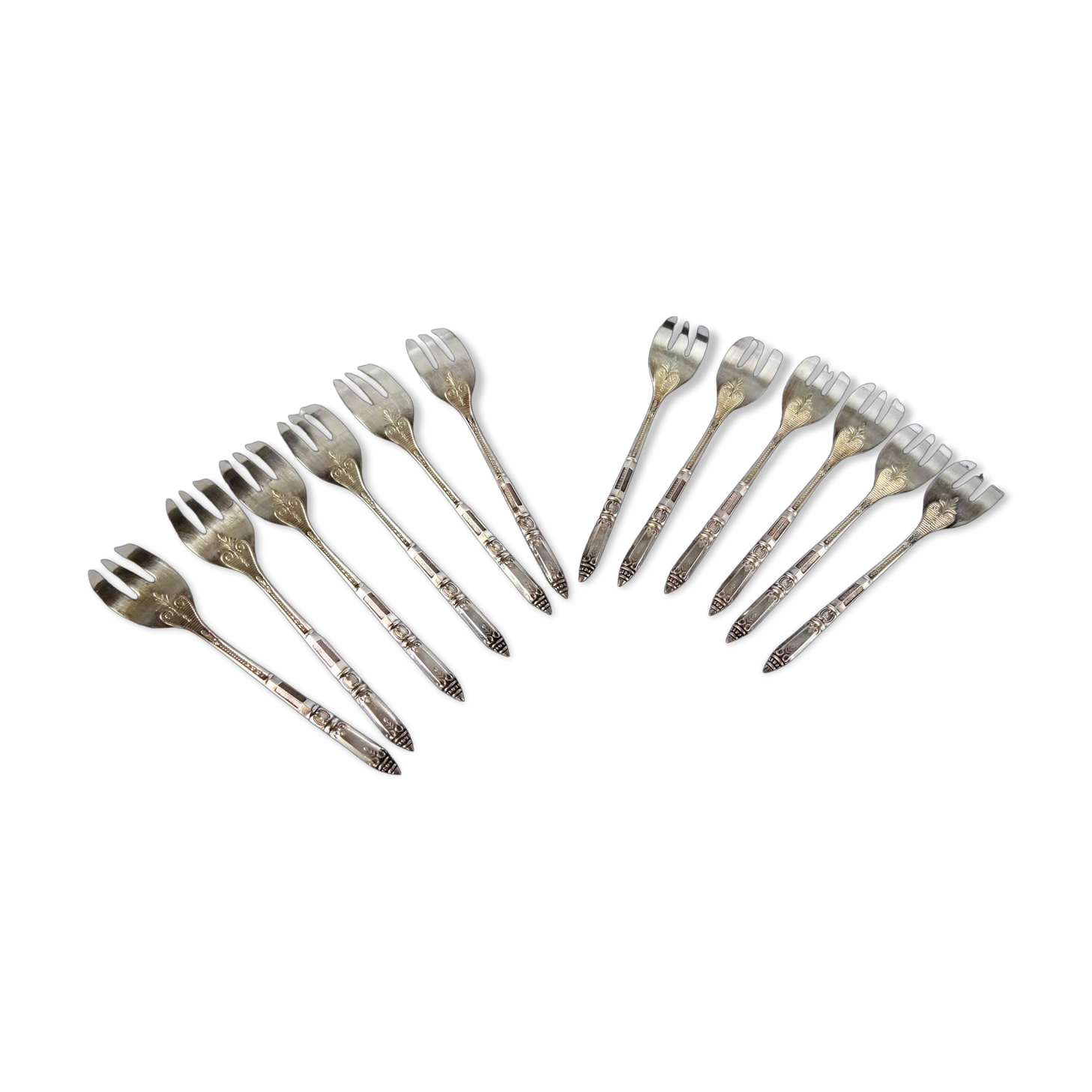 Set of 12 Ercuis silver-plated cake forks