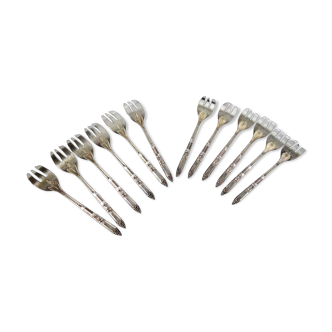 Set of 12 Ercuis silver-plated cake forks