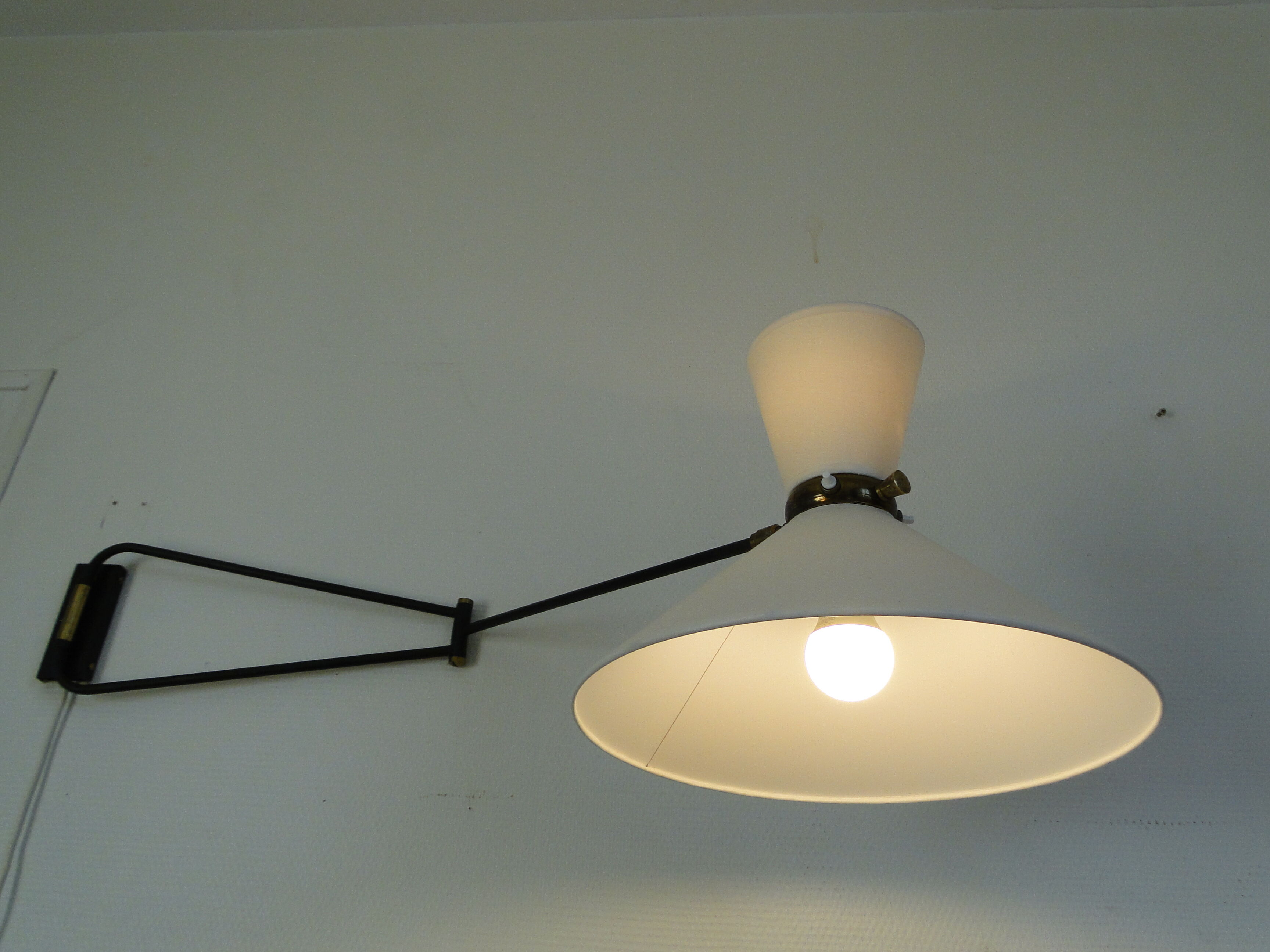 Vintage diabolo wall lamp by René Mathieu for Lunel France 1950s