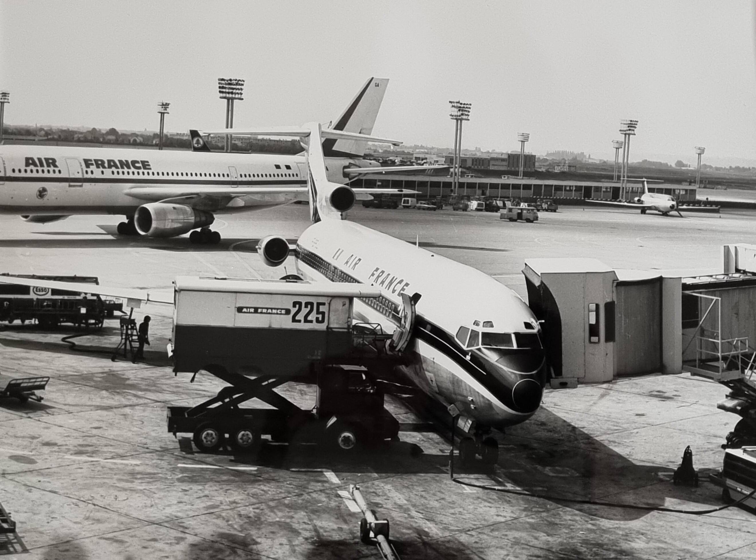 Air France photograph at Orly, vintage print from the 70s framed, 53x43 cm.