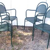 set of 4 perforated metal garden armchairs