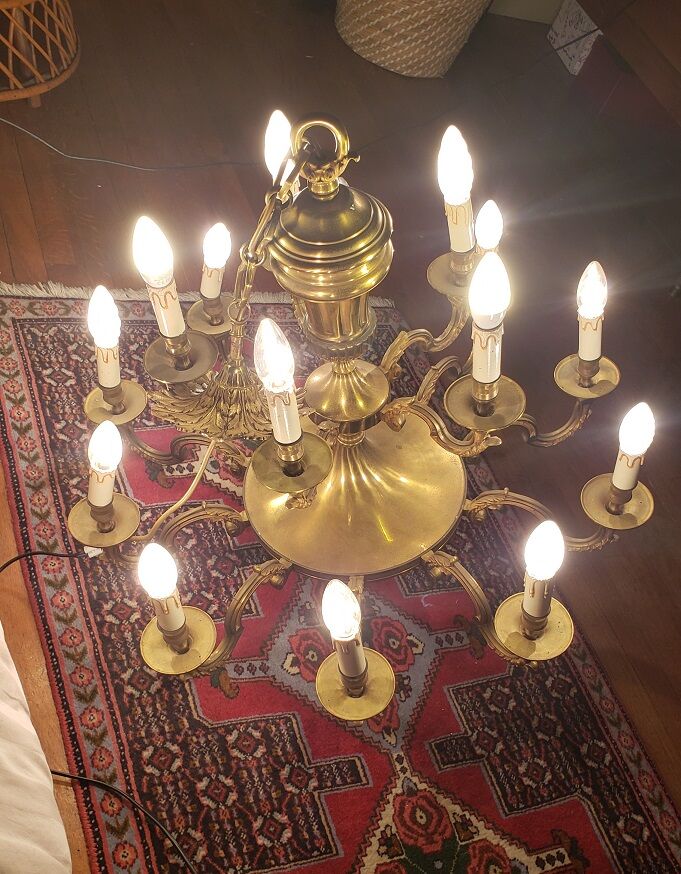 Monumental bronze chandelier