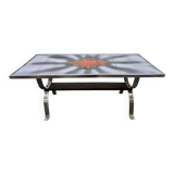 Vintage space age coffee table with chrome frame