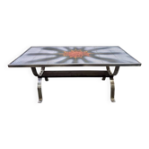Vintage space age coffee table with chrome frame