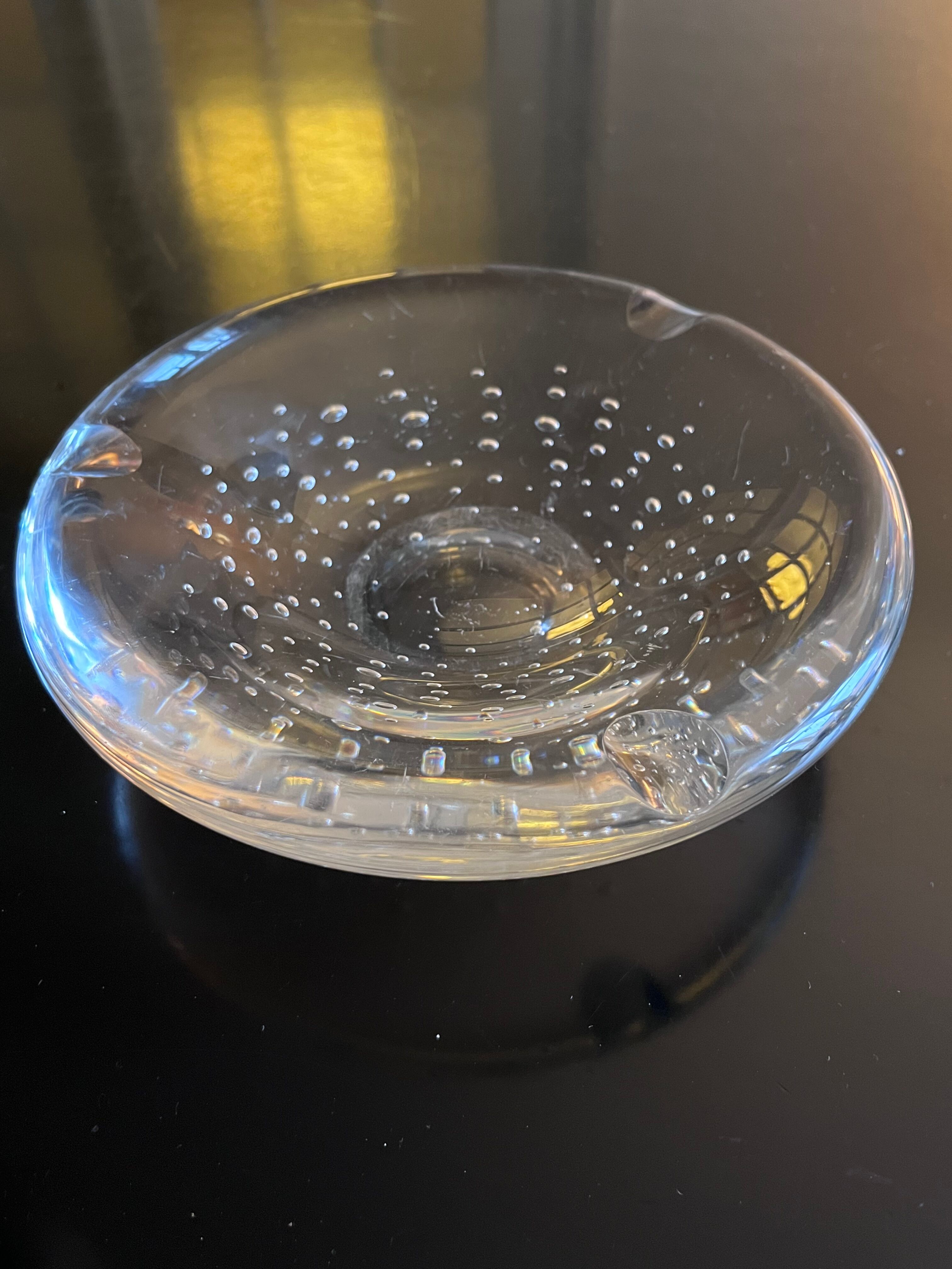 Bubbled crystal ashtray
