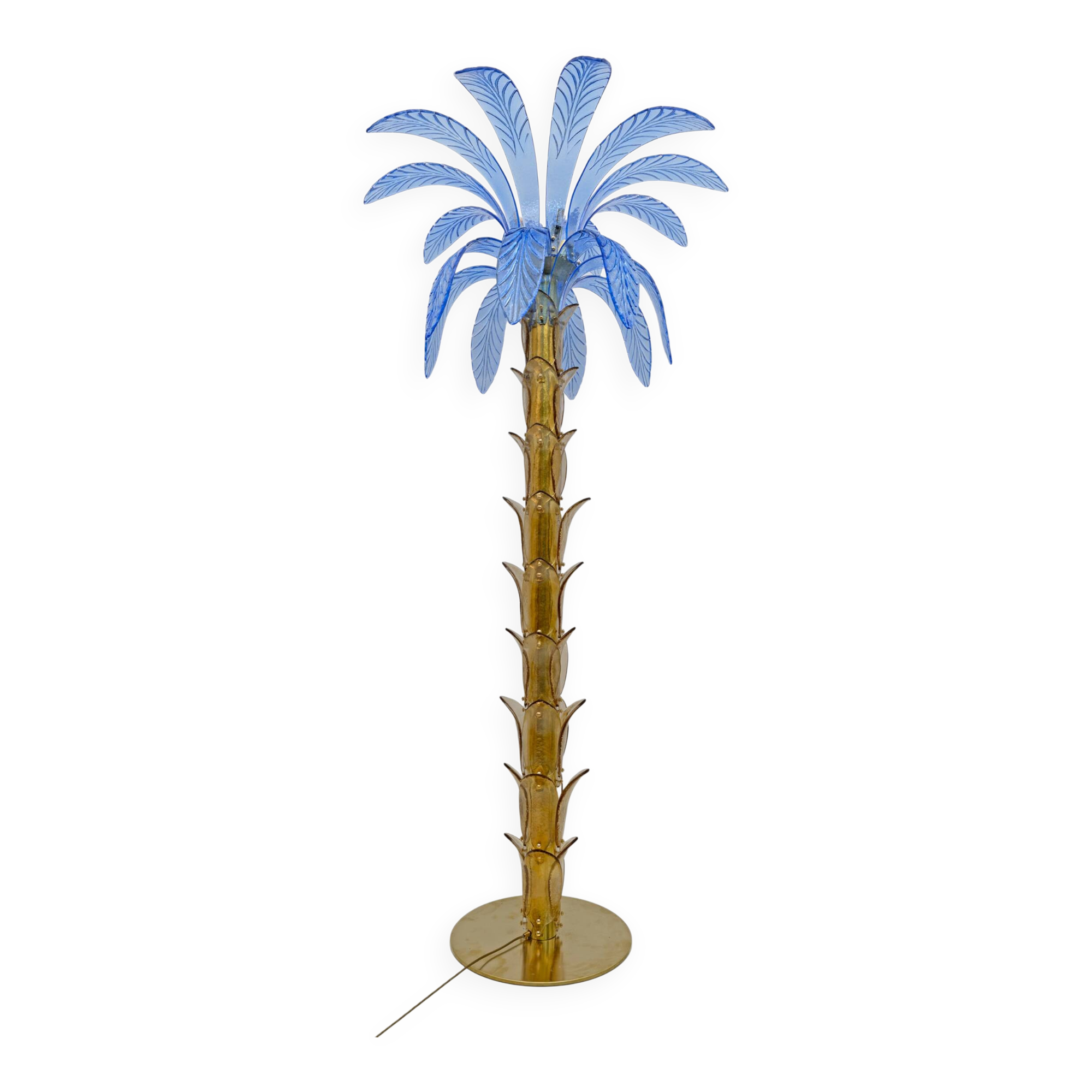 Mid-Century Modern Murano Glass and Brass Palm Tree Floor Lamp
