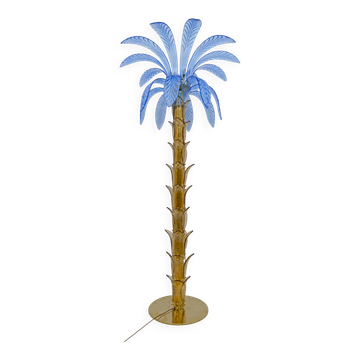 Mid-Century Modern Murano Glass and Brass Palm Tree Floor Lamp